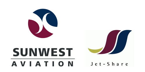 Sunwest Aviation logo alongside Jet-Share Canada logo.  Jet-Share Canada was acquired by Sunwest in February of 2025.